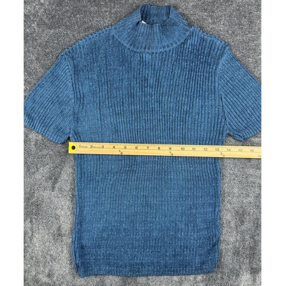 Vintage Y2K B.Z. Blue Ribbed Mock Neck Knit Top Womens Medium USA Made NWT - Picture 7 of 9